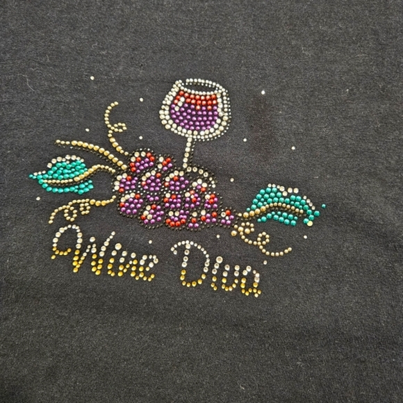 COPY - 2 Pc Lyn Dorf Wine Lovers Solid Black Tops Women's Size XL 100 %Cotton - Picture 12 of 16